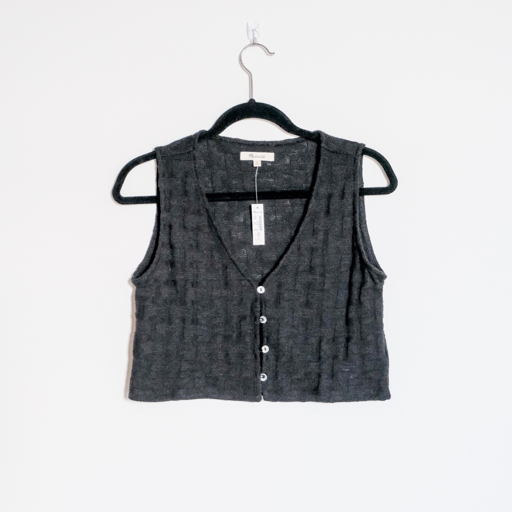 BNWT Madewell basketweave stitch cropped vest size Small